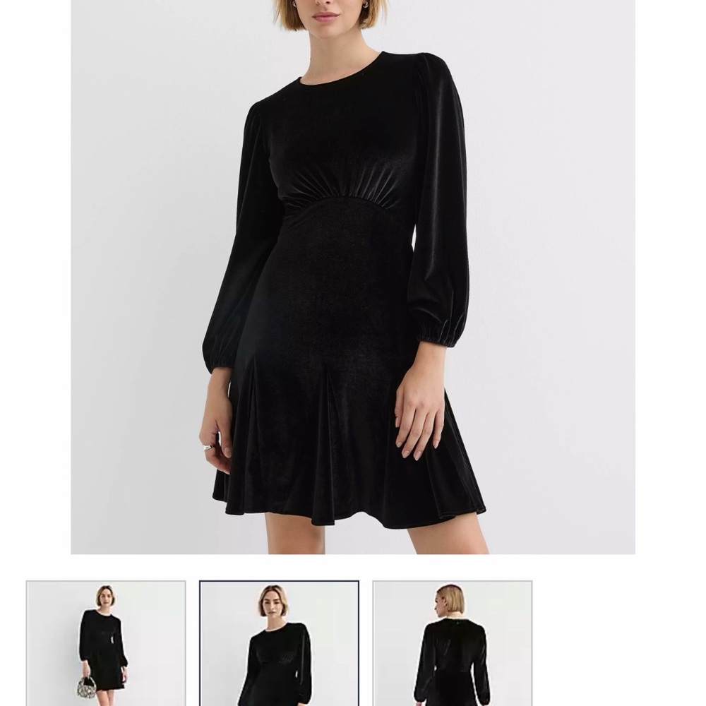 Elegant Black Velvet Godet mini Dress size 4 NWT